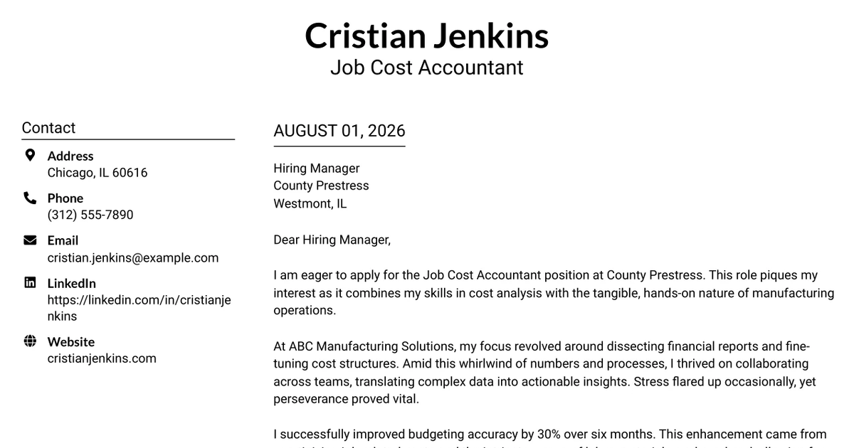 30+ Job Cost Accountant Cover Letter Templates with Example 2026