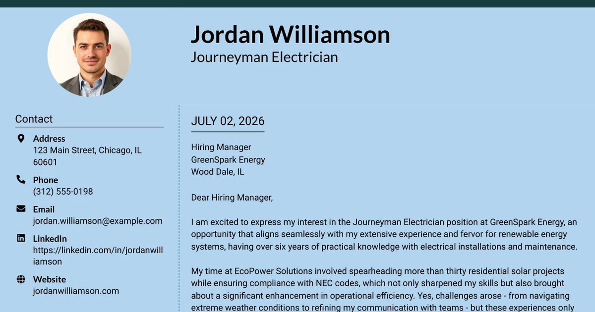 30+ Journeyman Electrician Cover Letter Templates with Example 2026