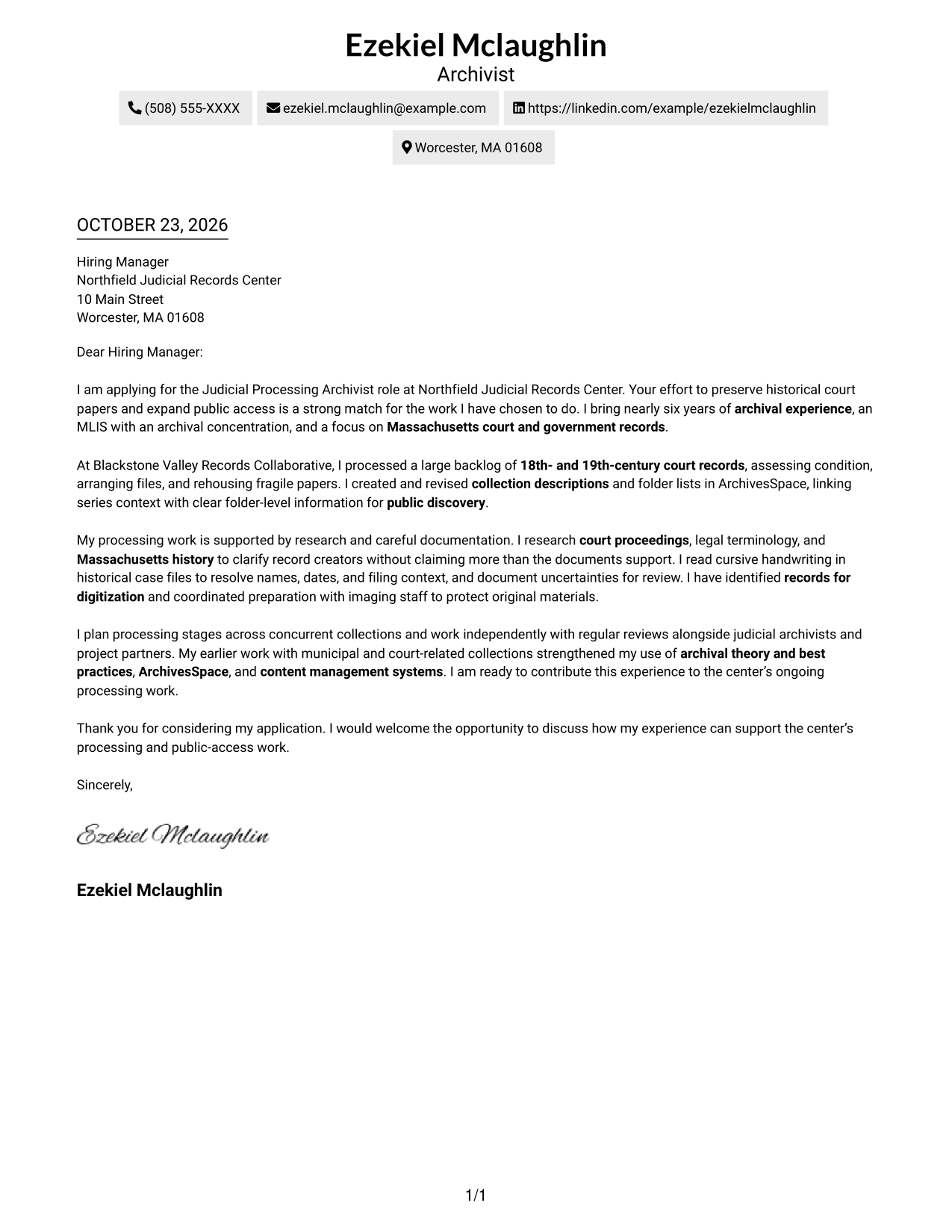 Cover letter example — page 1
