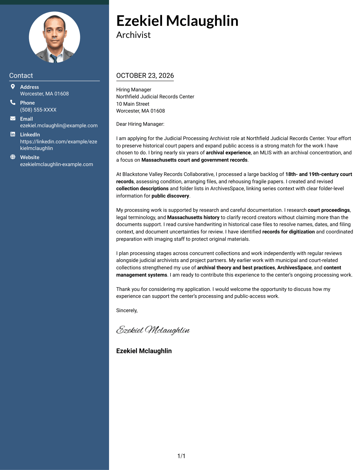 Cover letter example — page 1
