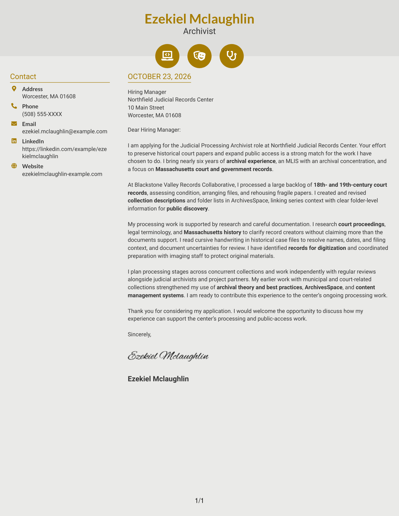 Cover letter example — page 1