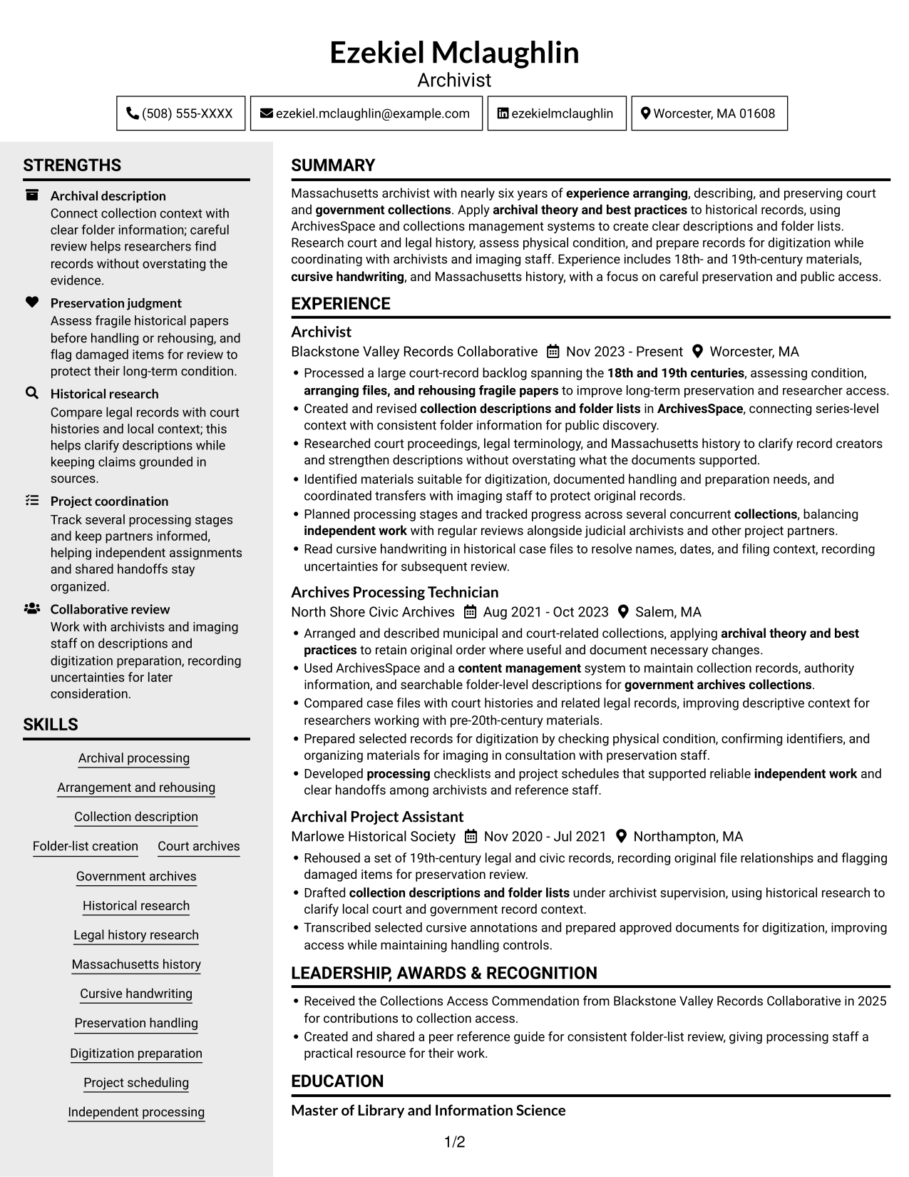 Resume example — page 1