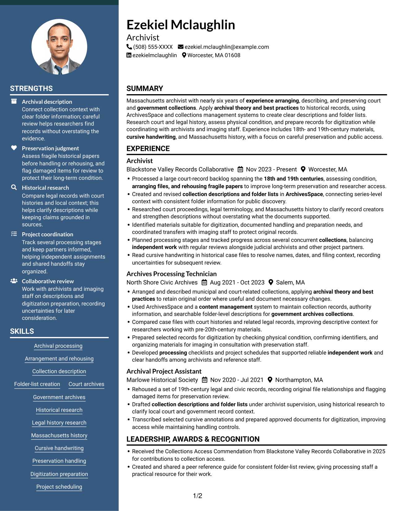 Resume example — page 1