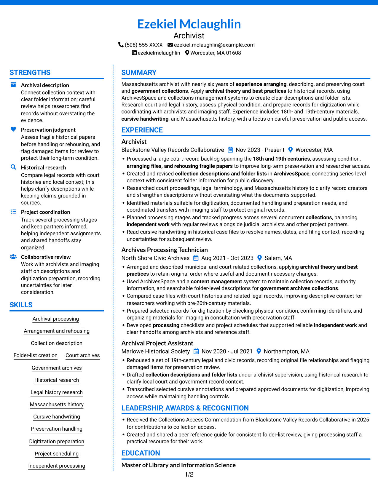 Resume example — page 1