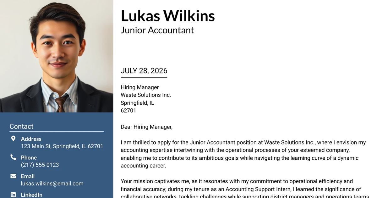 30+ Junior Accountant Cover Letter Templates with Example 2026