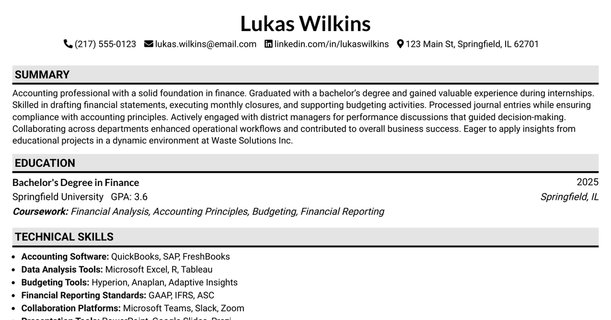 33 Junior Accountant Resume Templates with Example 2026 (ATS-Optimized)