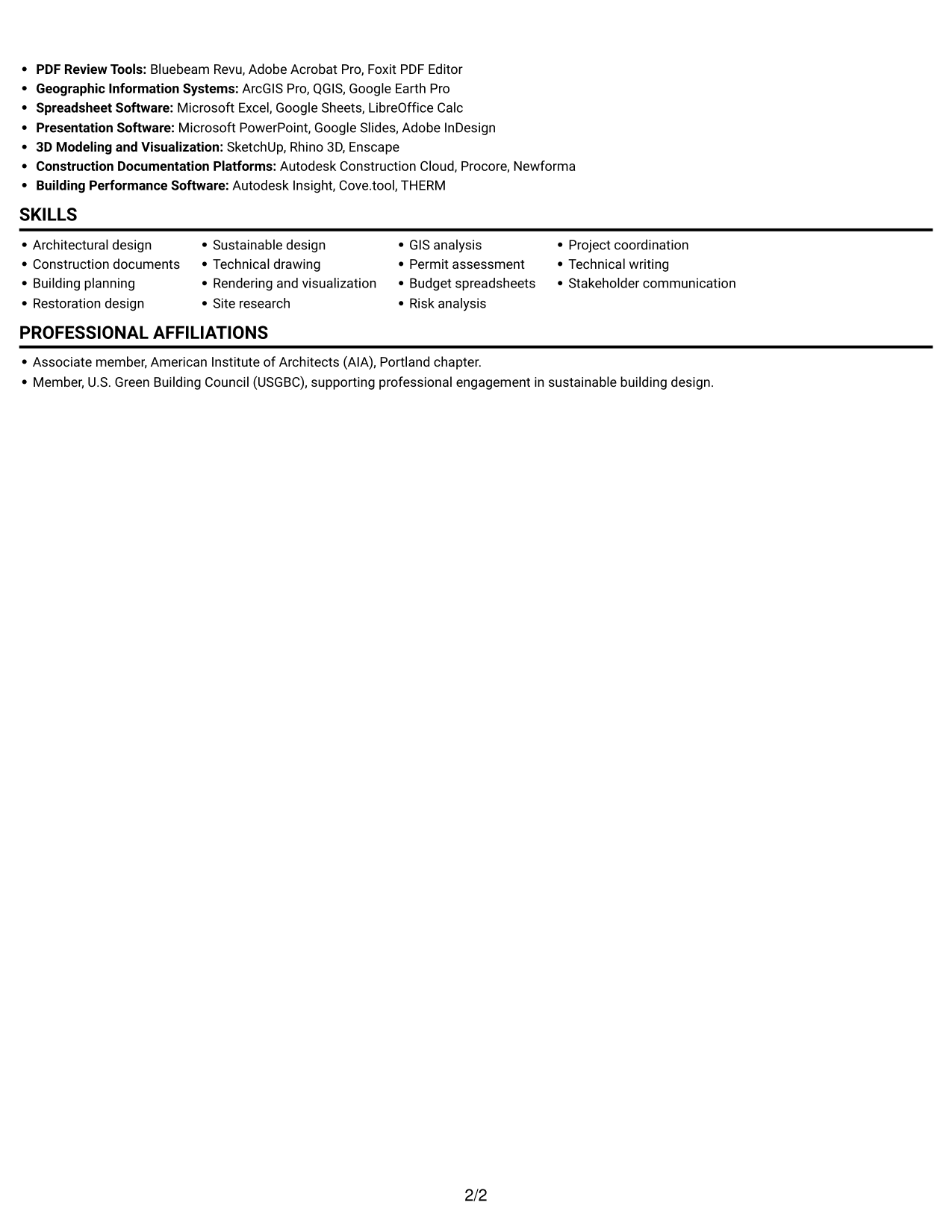 Resume example — page 2