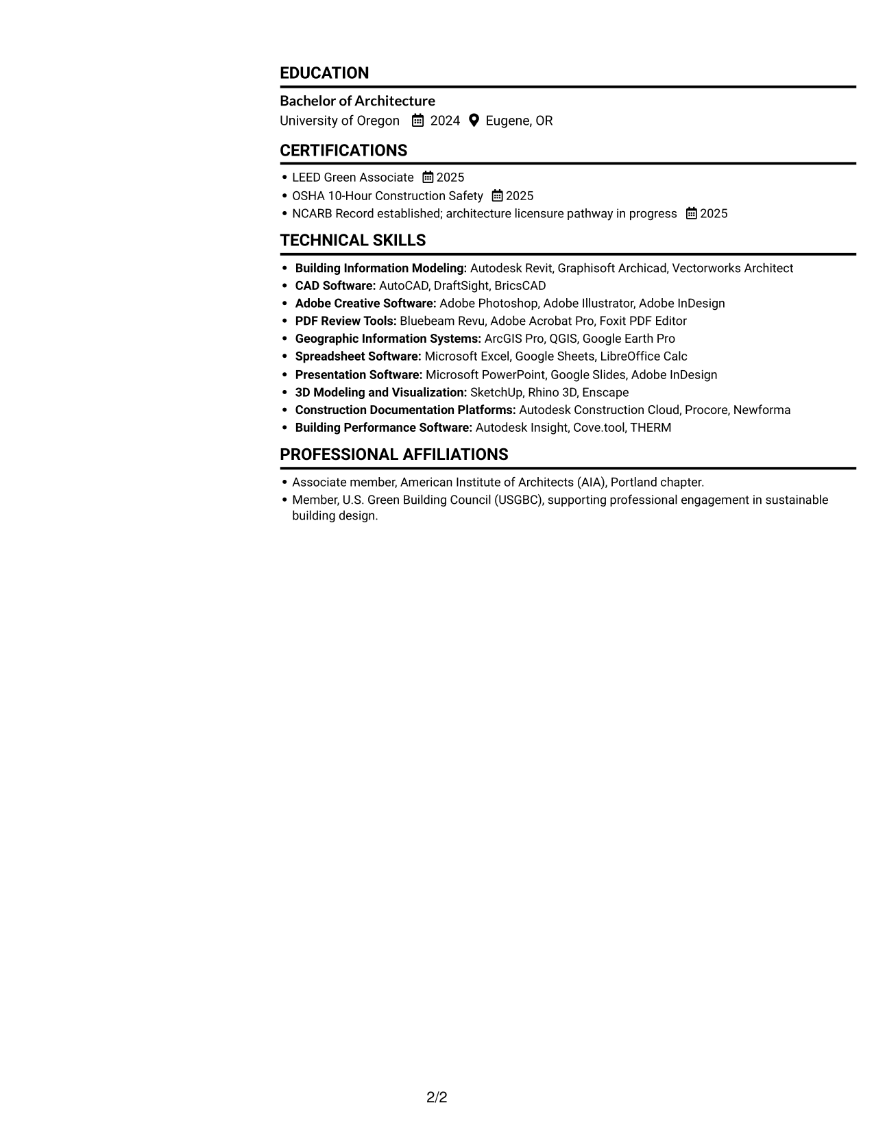 Resume example — page 2