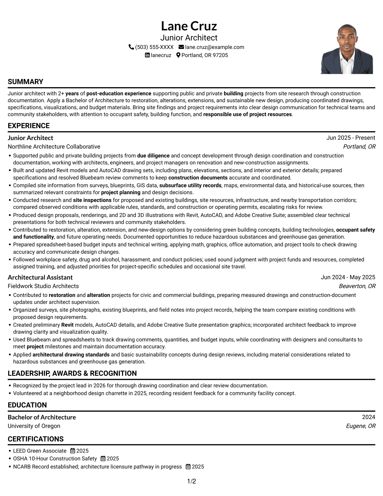 Resume example — page 1