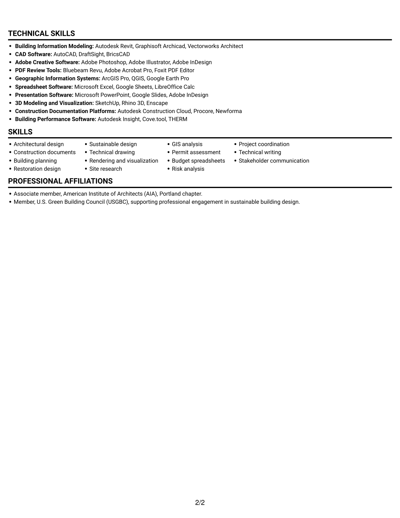 Resume example — page 2