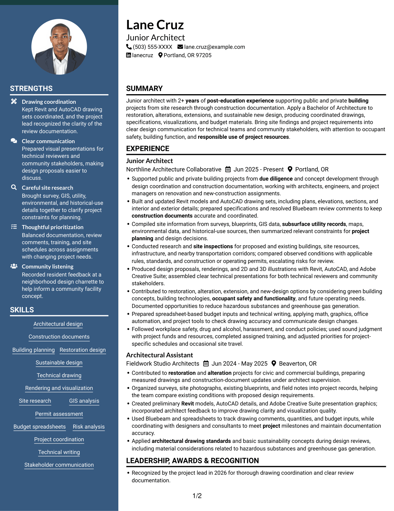 Resume example — page 1