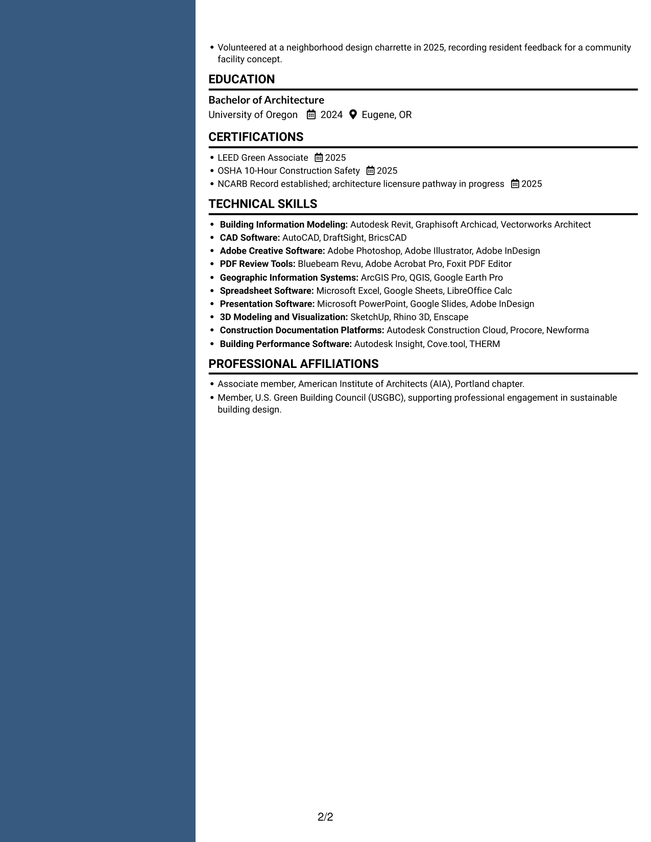 Resume example — page 2