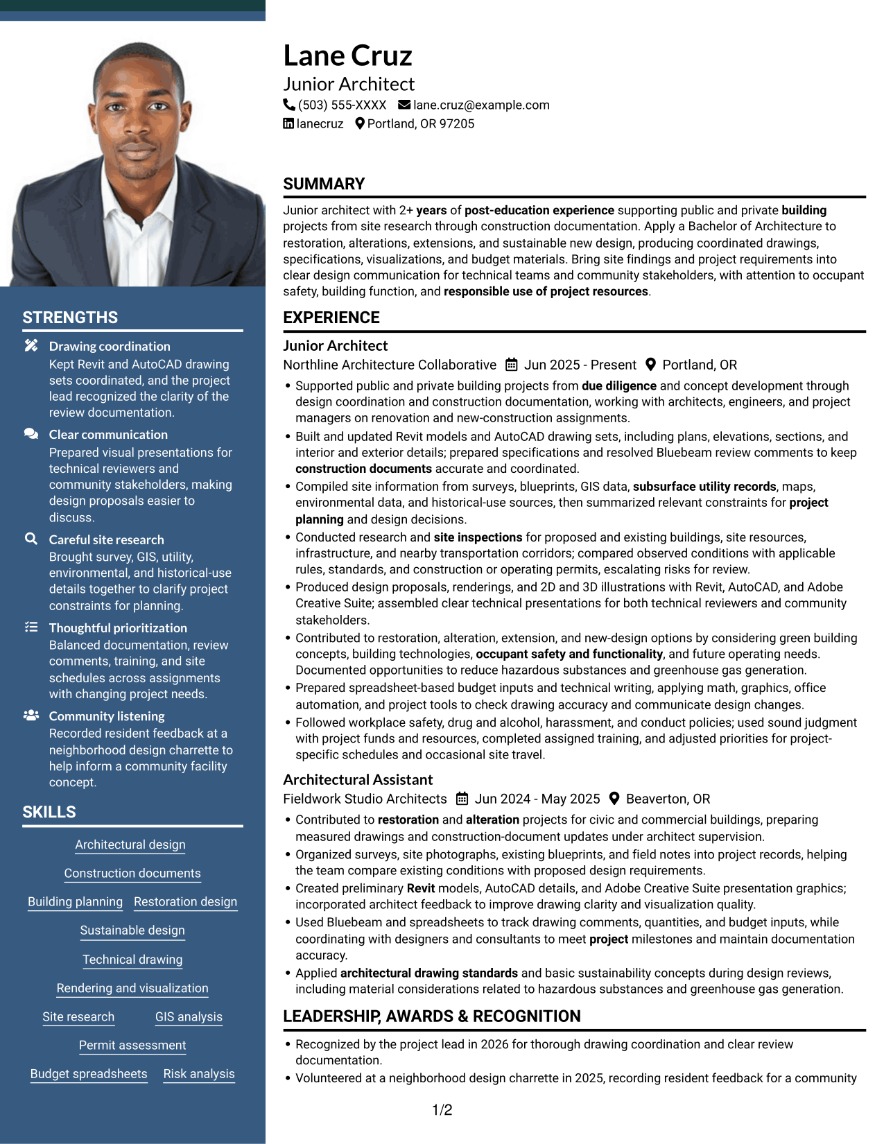 Resume example — page 1