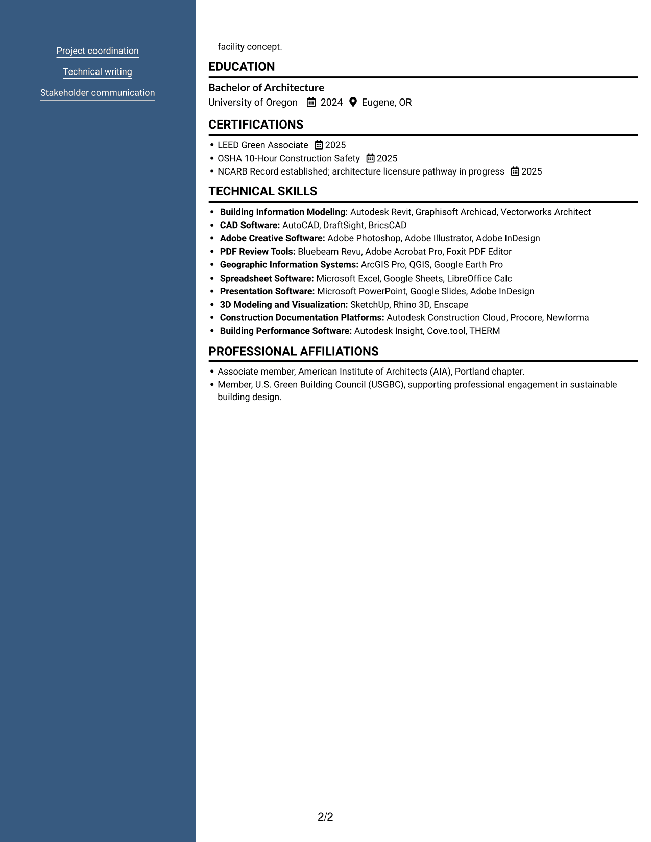 Resume example — page 2