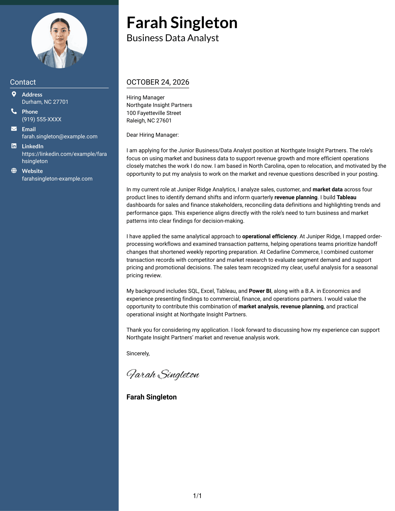 Cover letter example — page 1