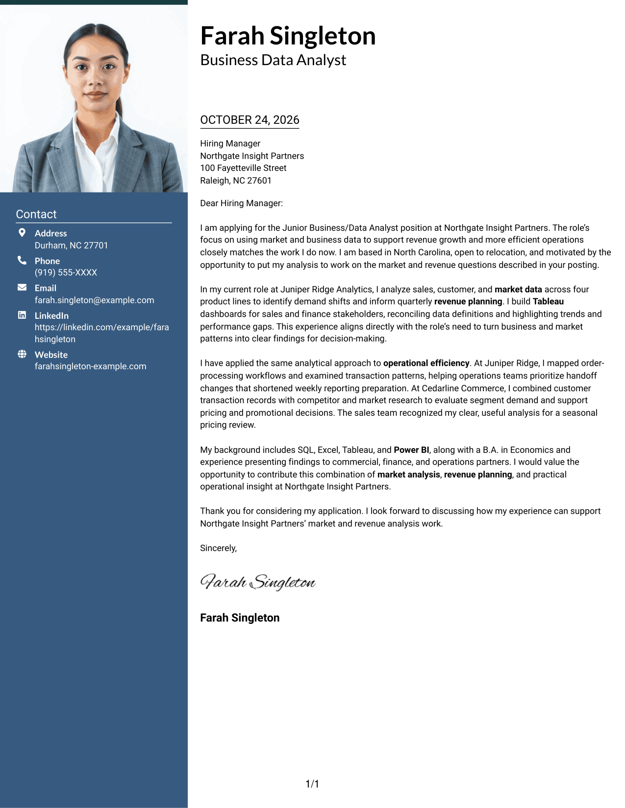 Cover letter example — page 1