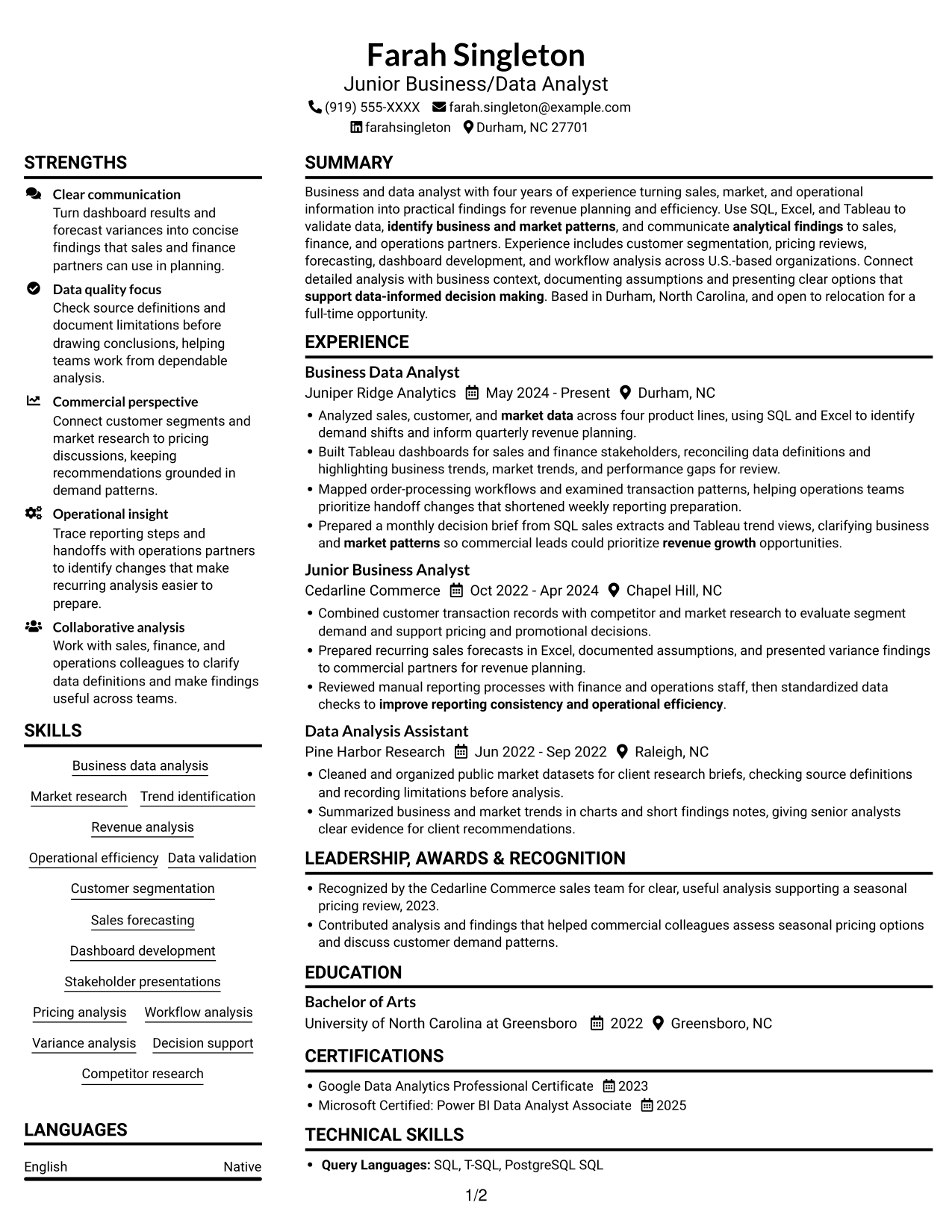Resume example — page 1