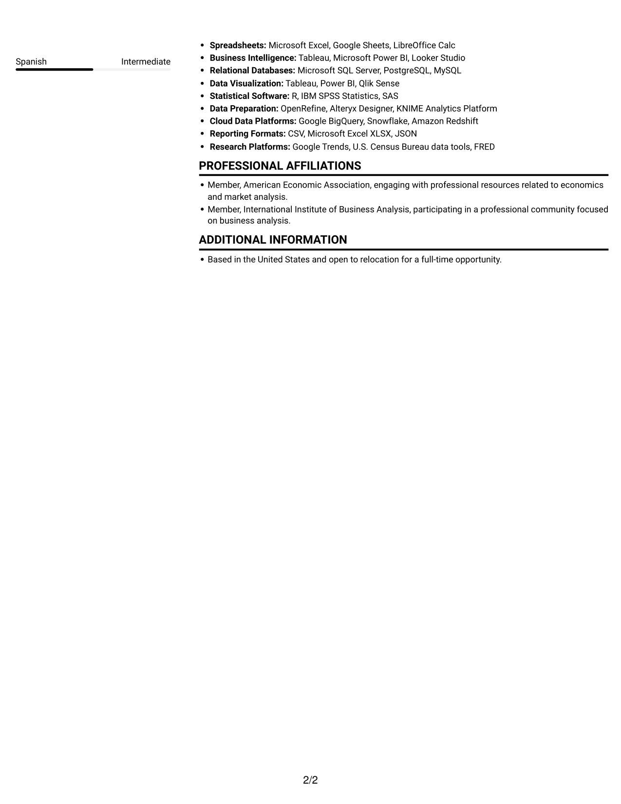 Resume example — page 2