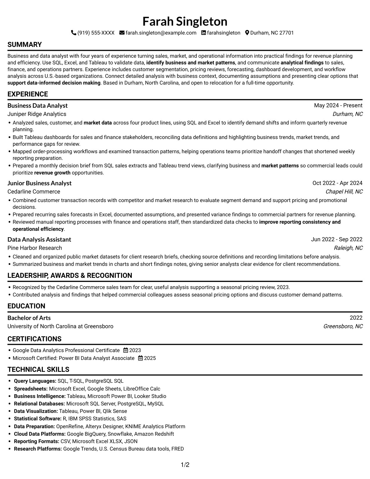 Resume example — page 1