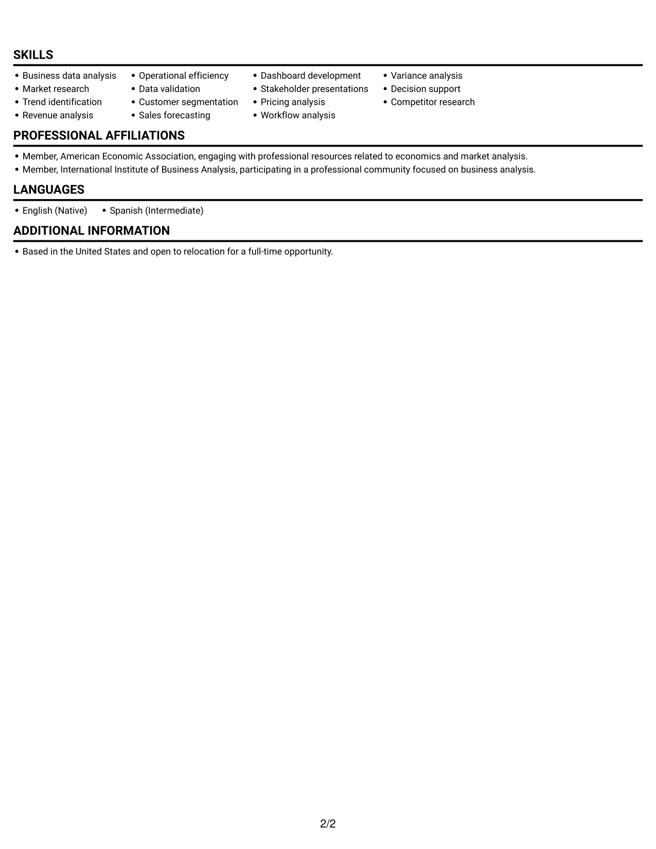 Resume example — page 2