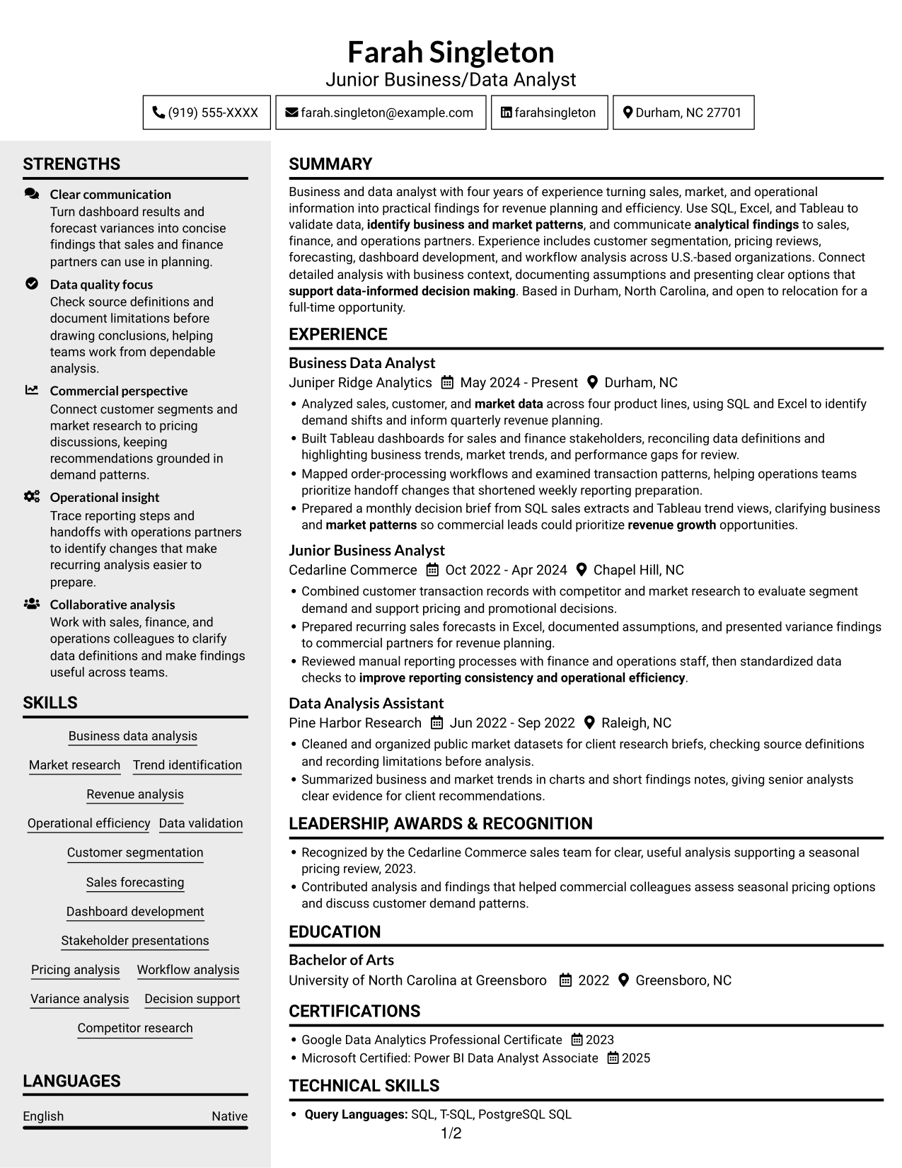 Resume example — page 1