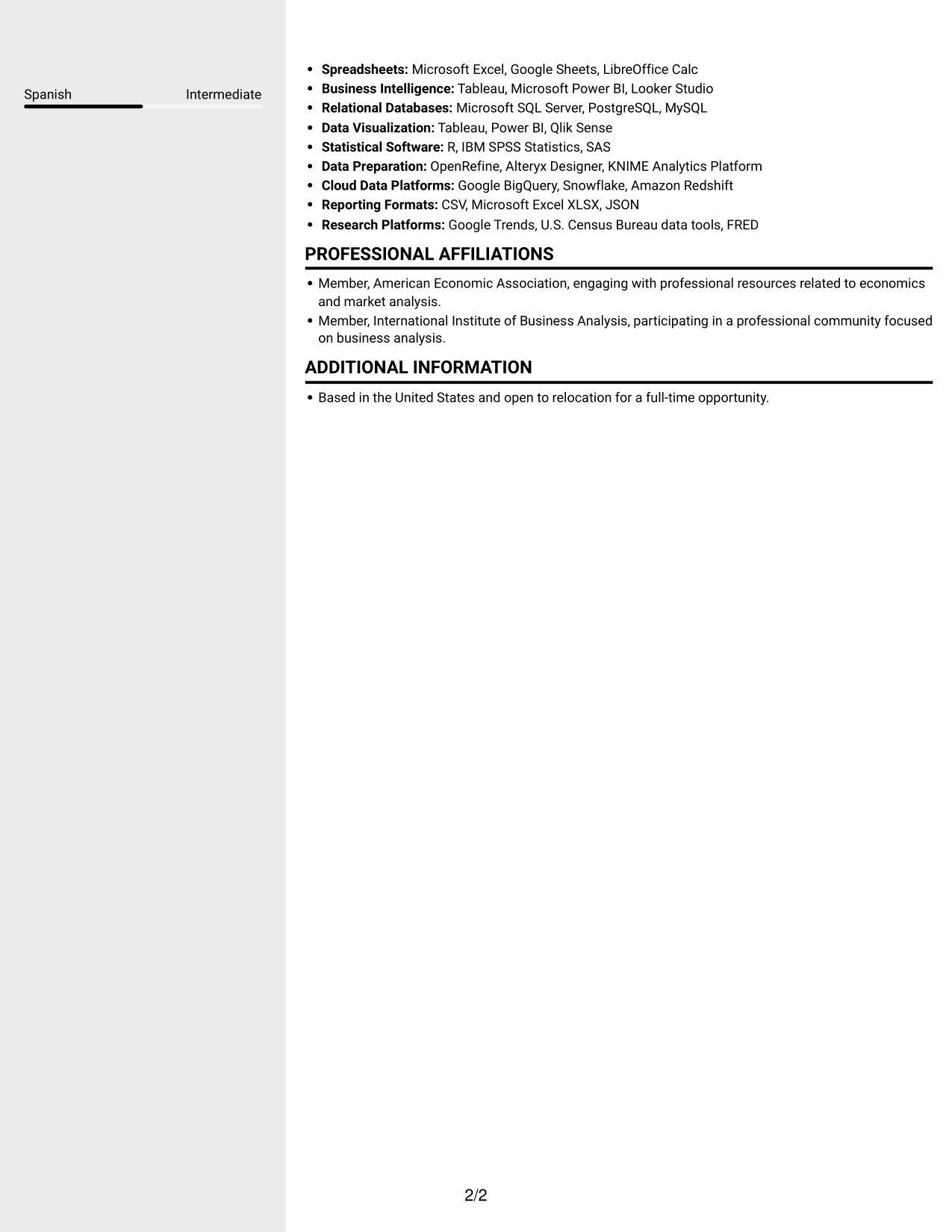 Resume example — page 2