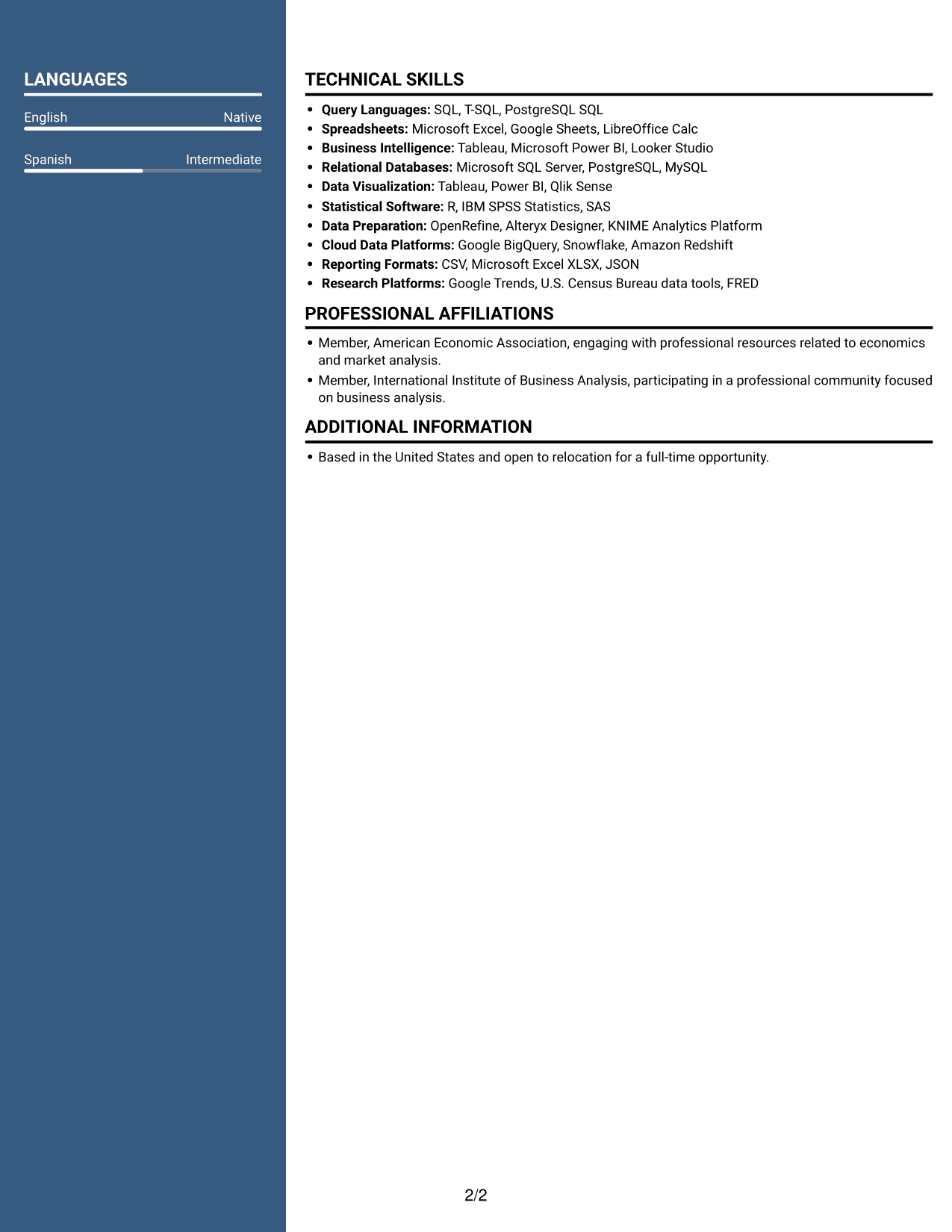Resume example — page 2