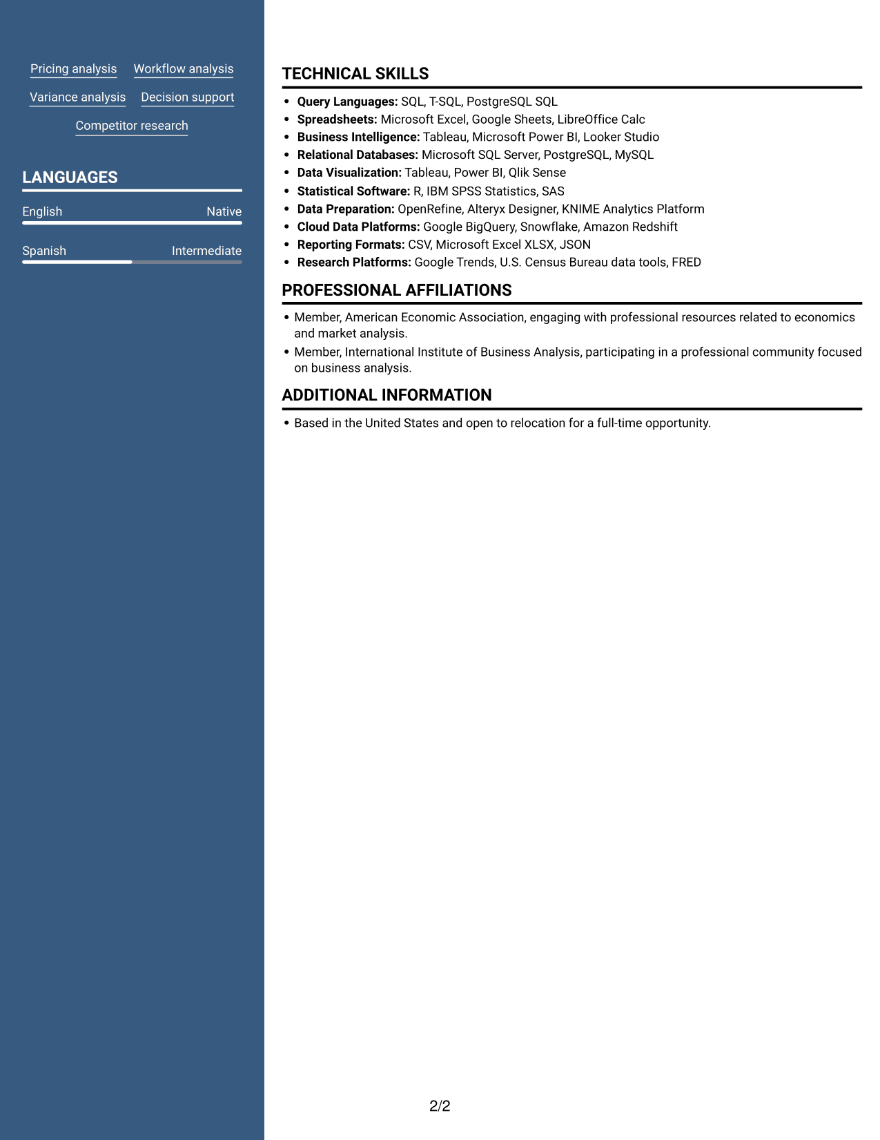 Resume example — page 2