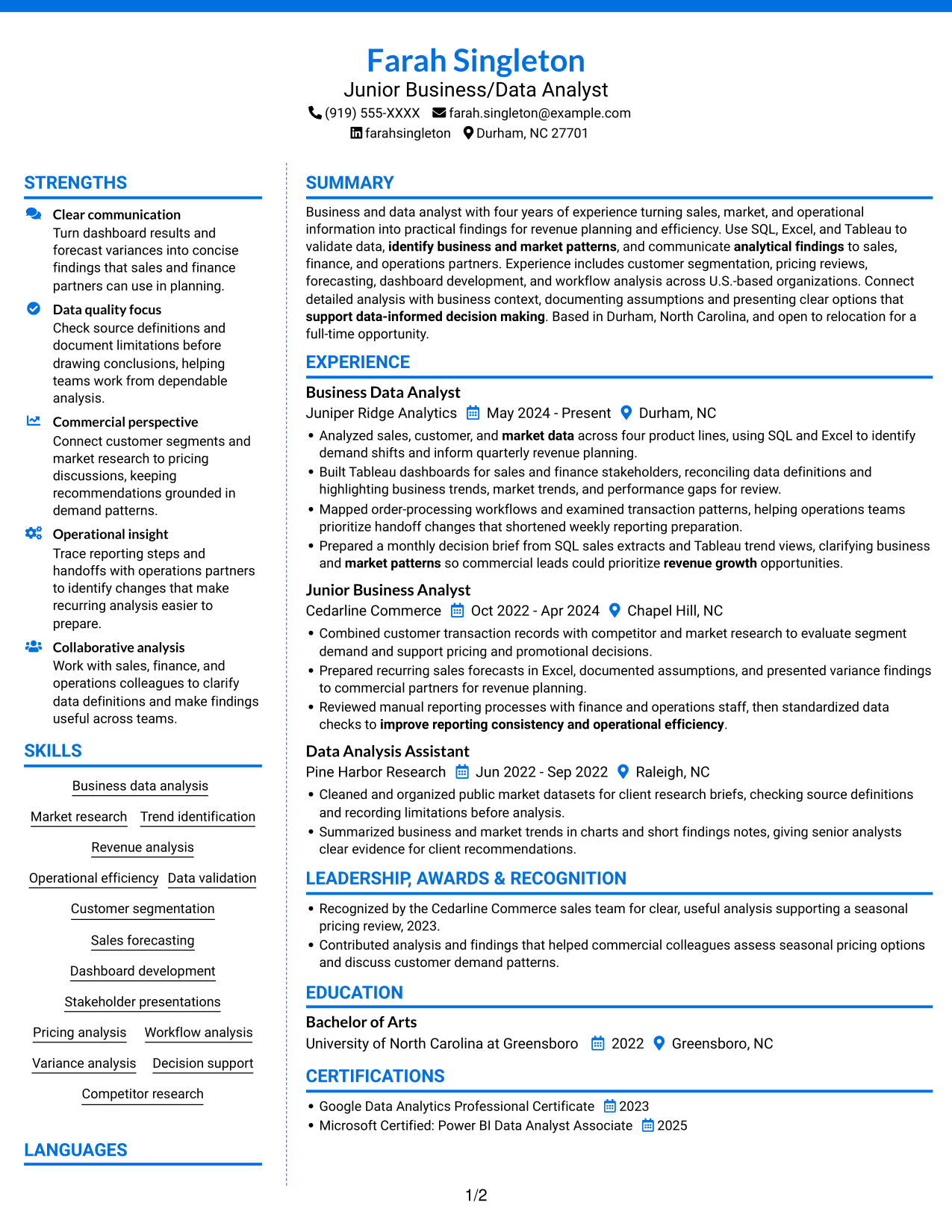 Resume example — page 1