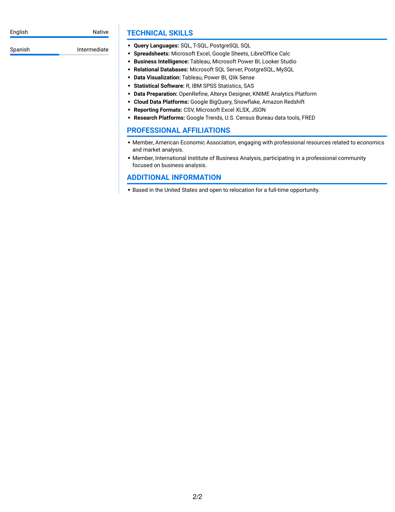 Resume example — page 2