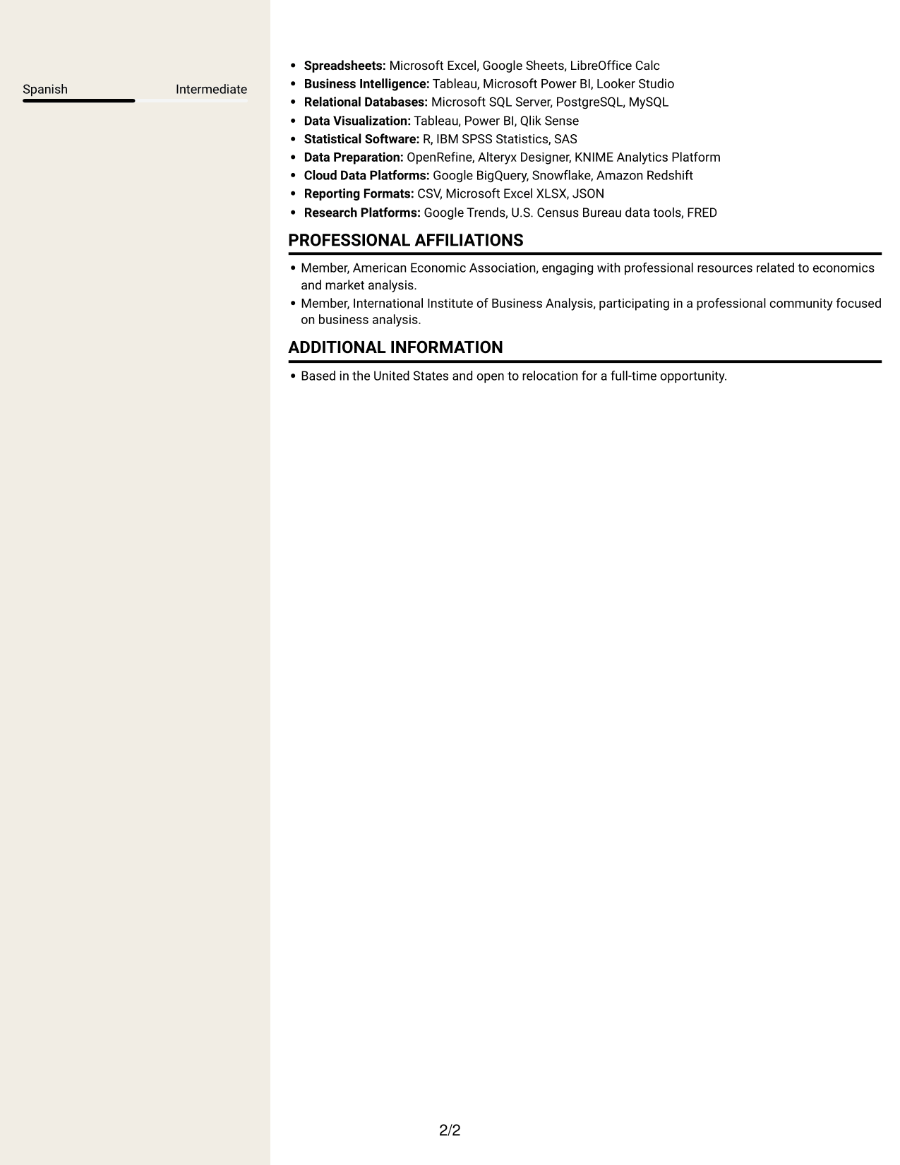 Resume example — page 2