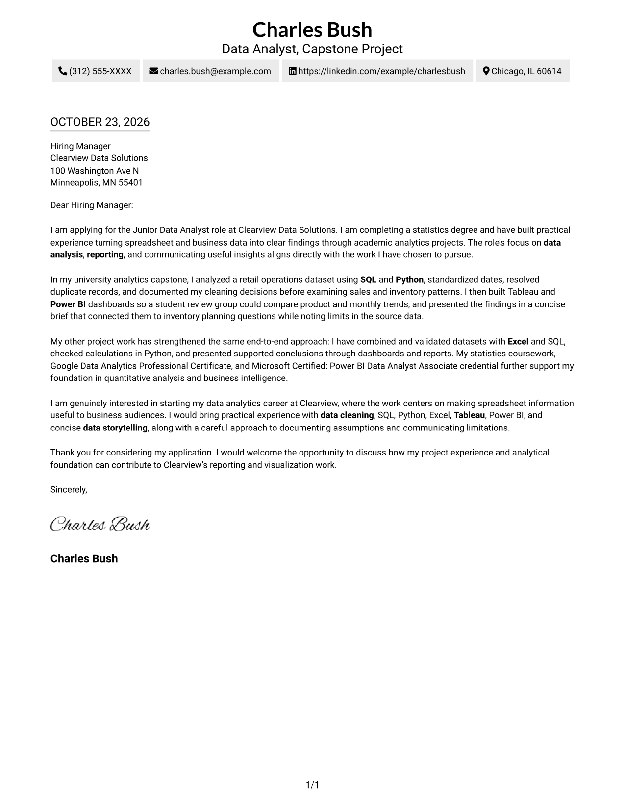 Cover letter example — page 1