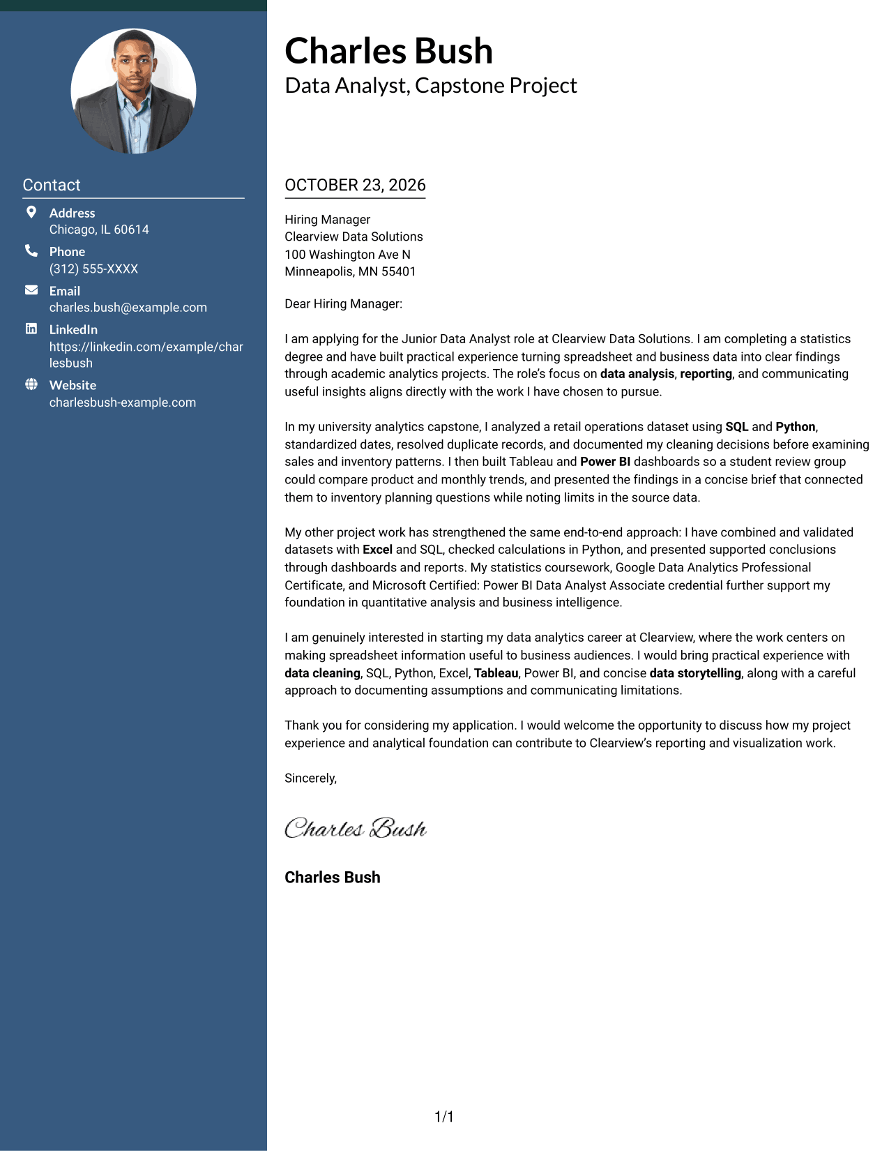Cover letter example — page 1