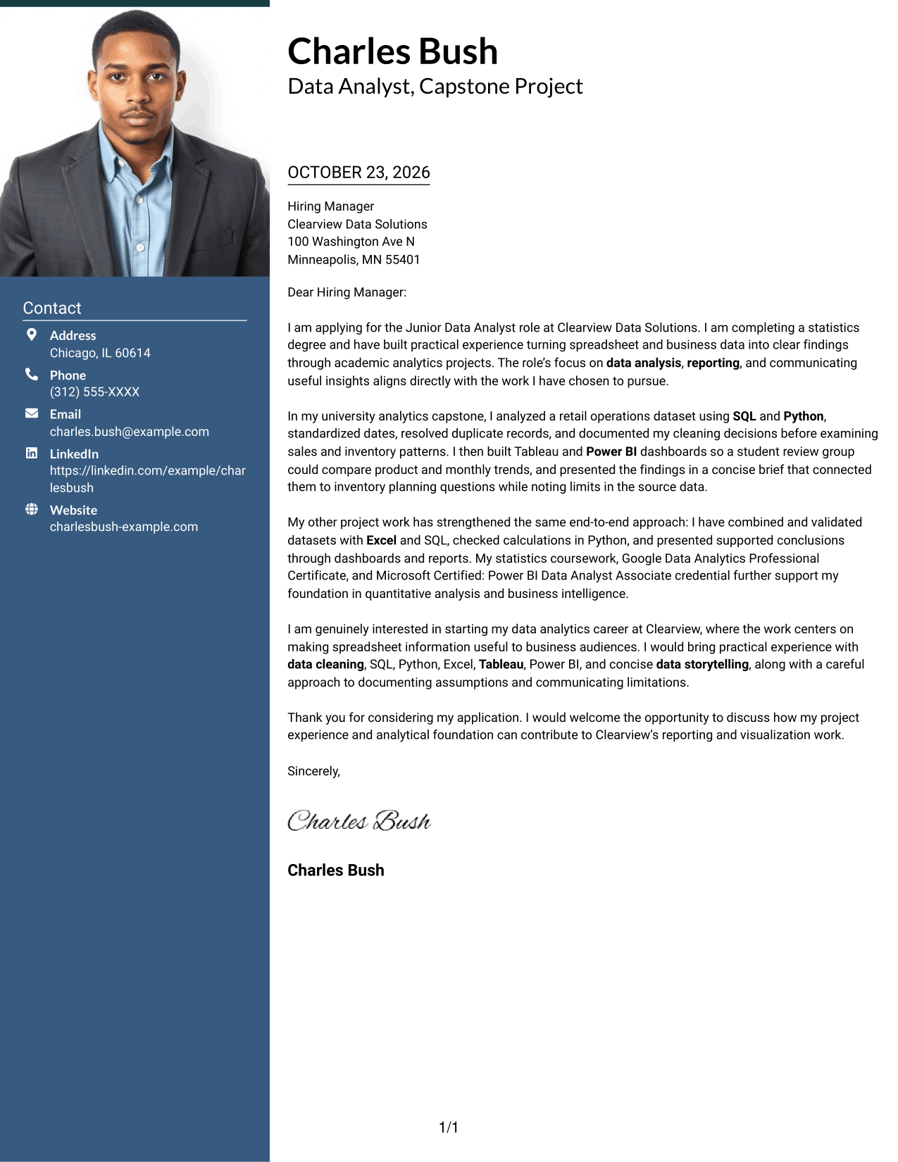 Cover letter example — page 1