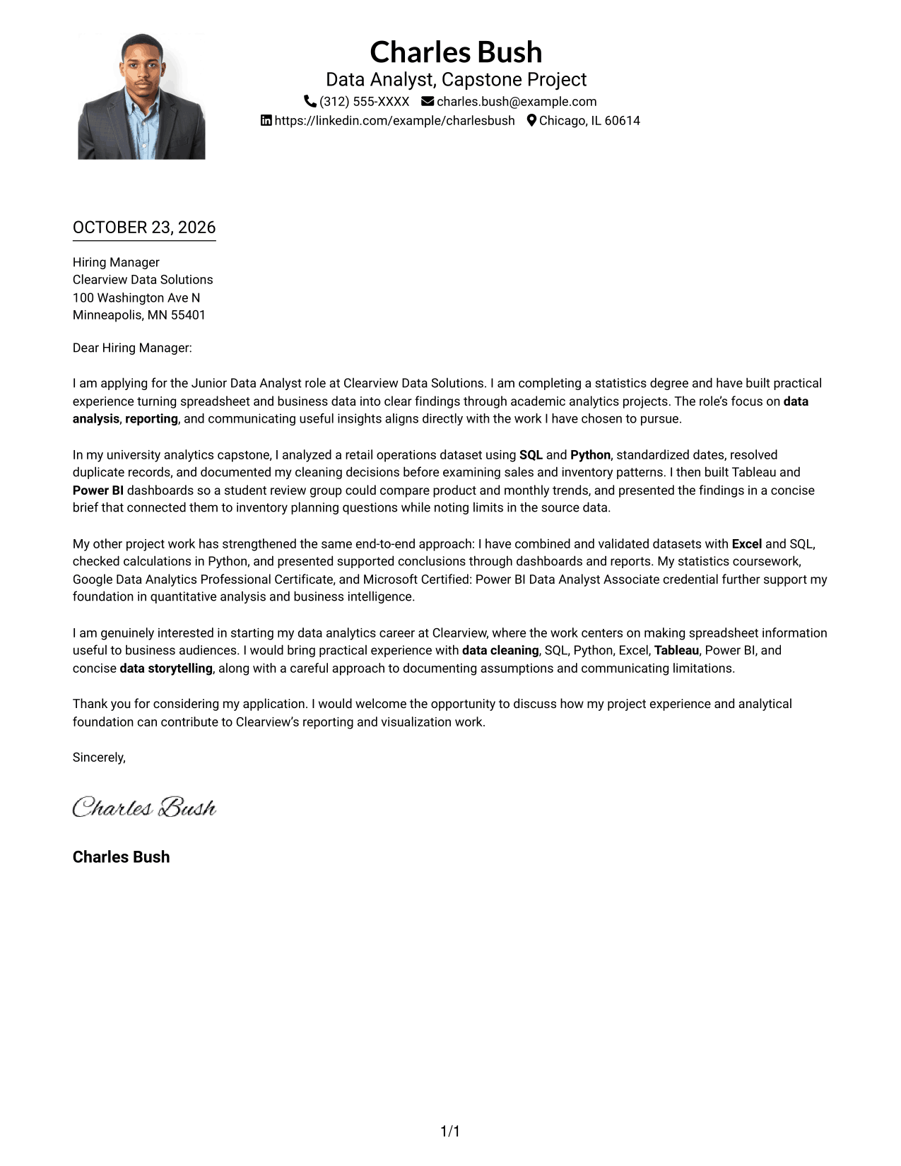 Cover letter example — page 1
