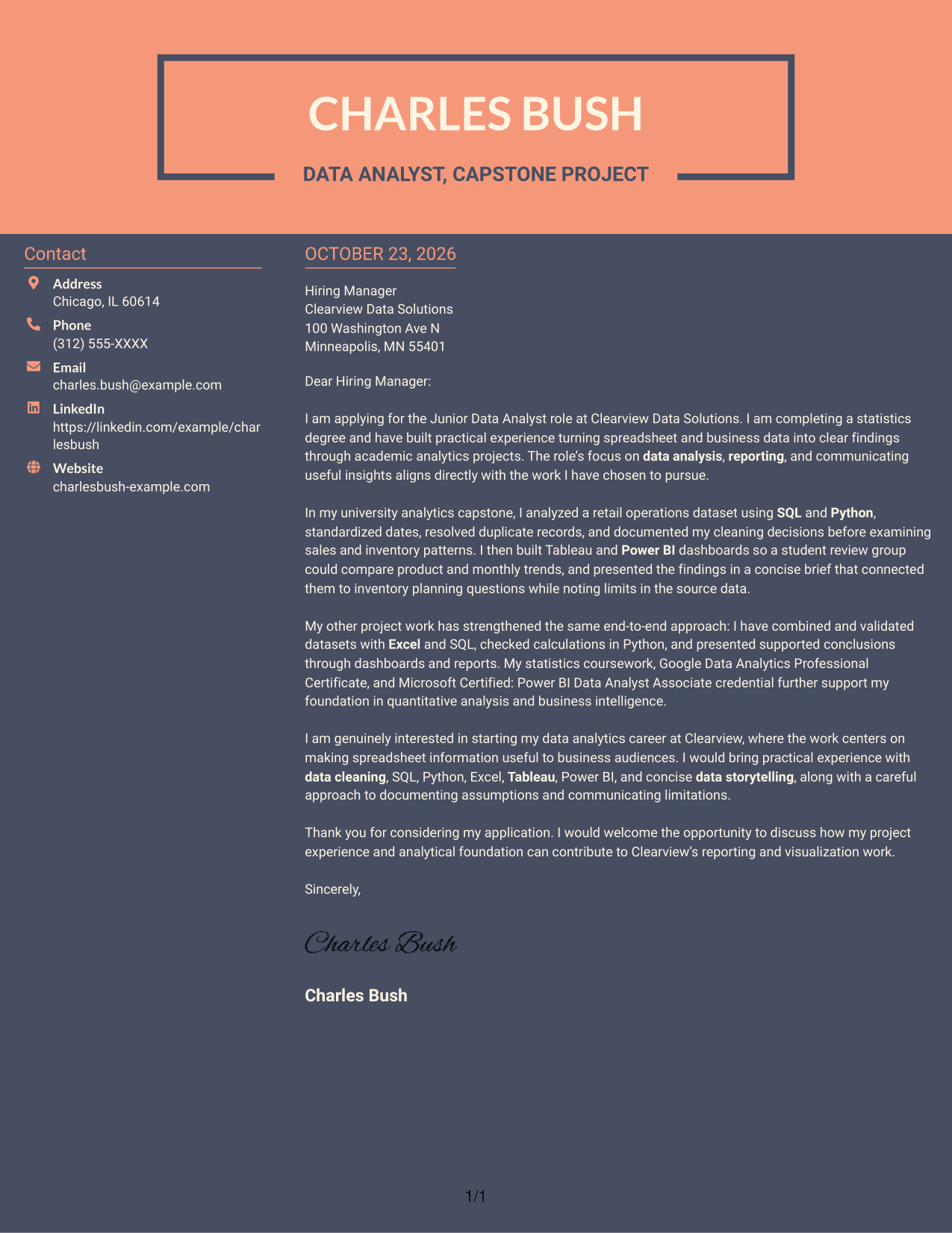 Cover letter example — page 1
