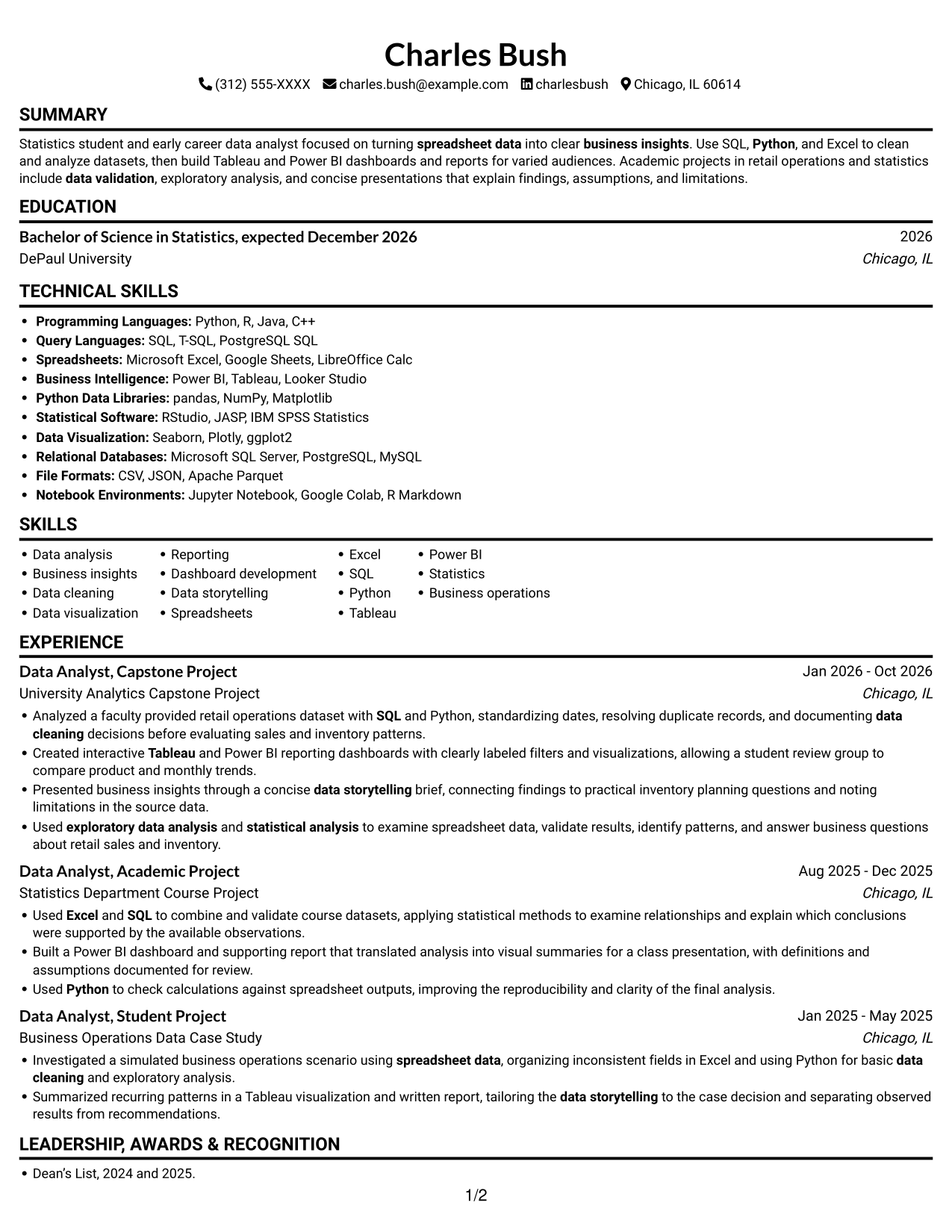 Resume example — page 1