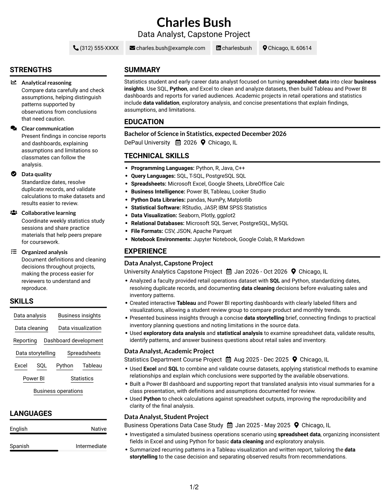 Resume example — page 1