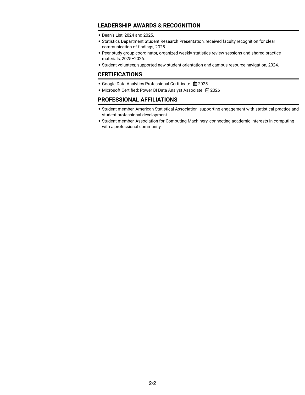 Resume example — page 2