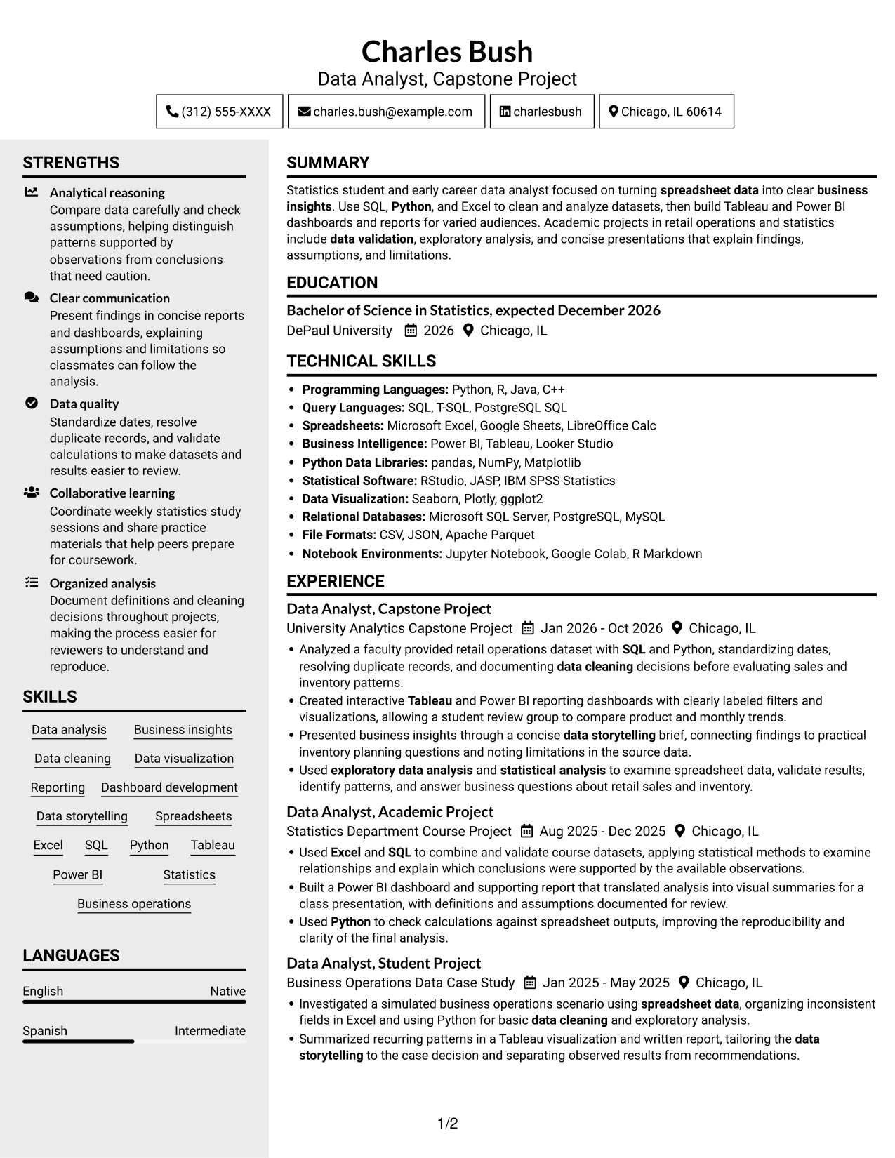 Resume example — page 1