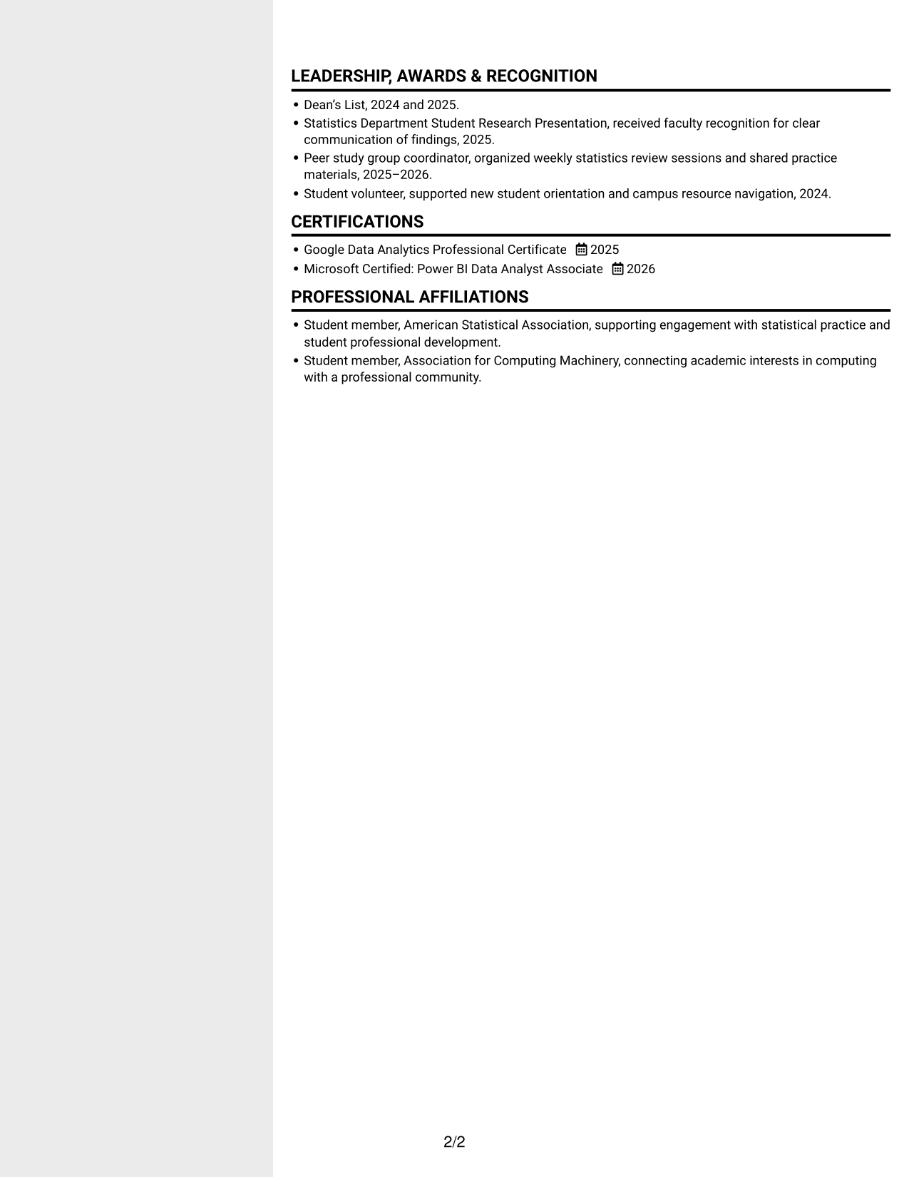 Resume example — page 2