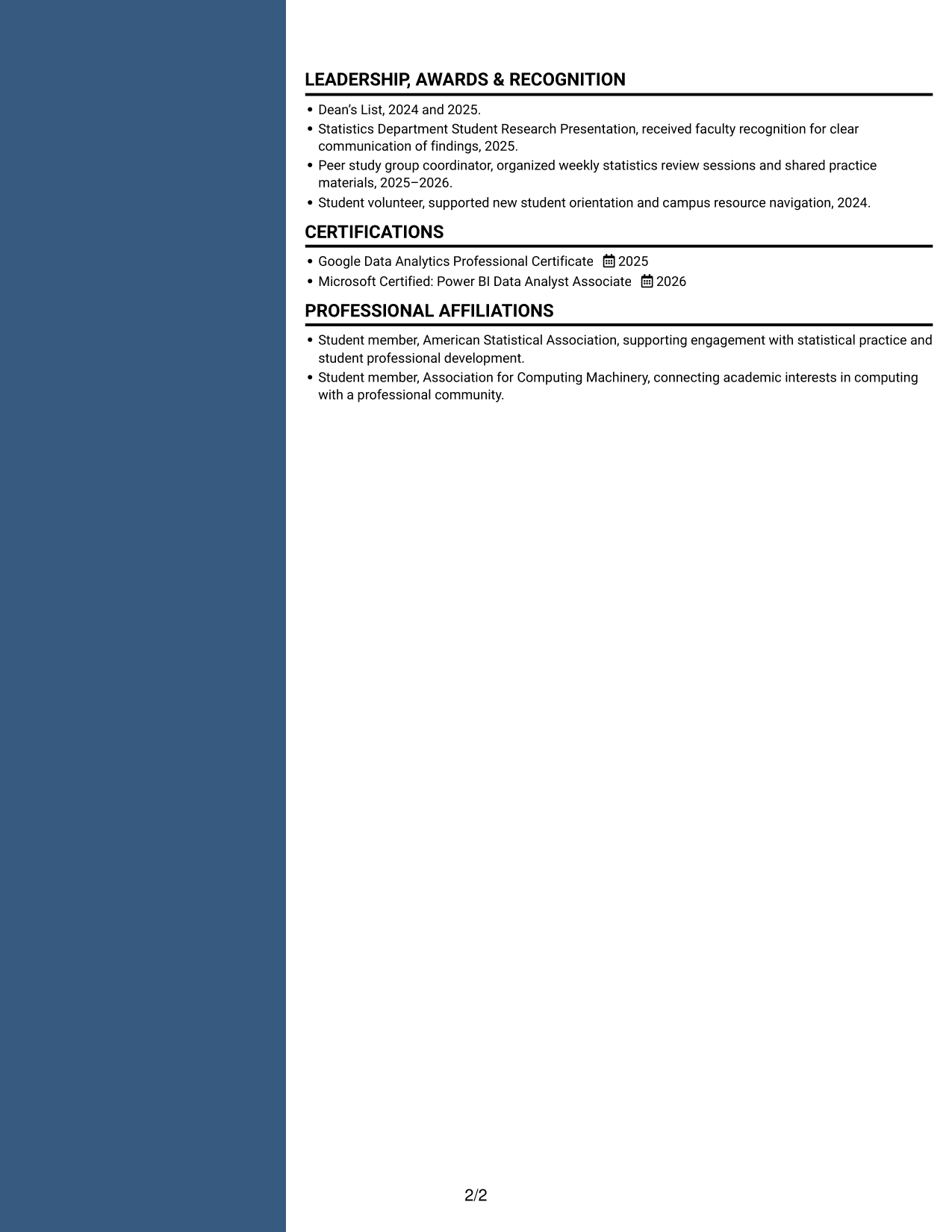 Resume example — page 2