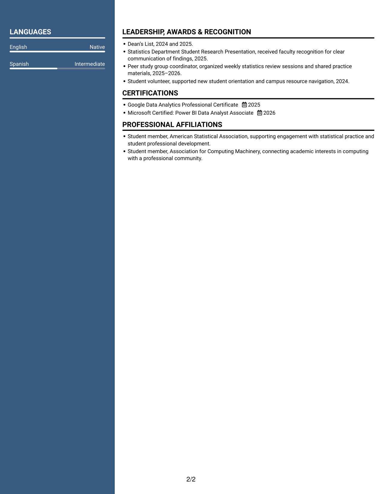 Resume example — page 2