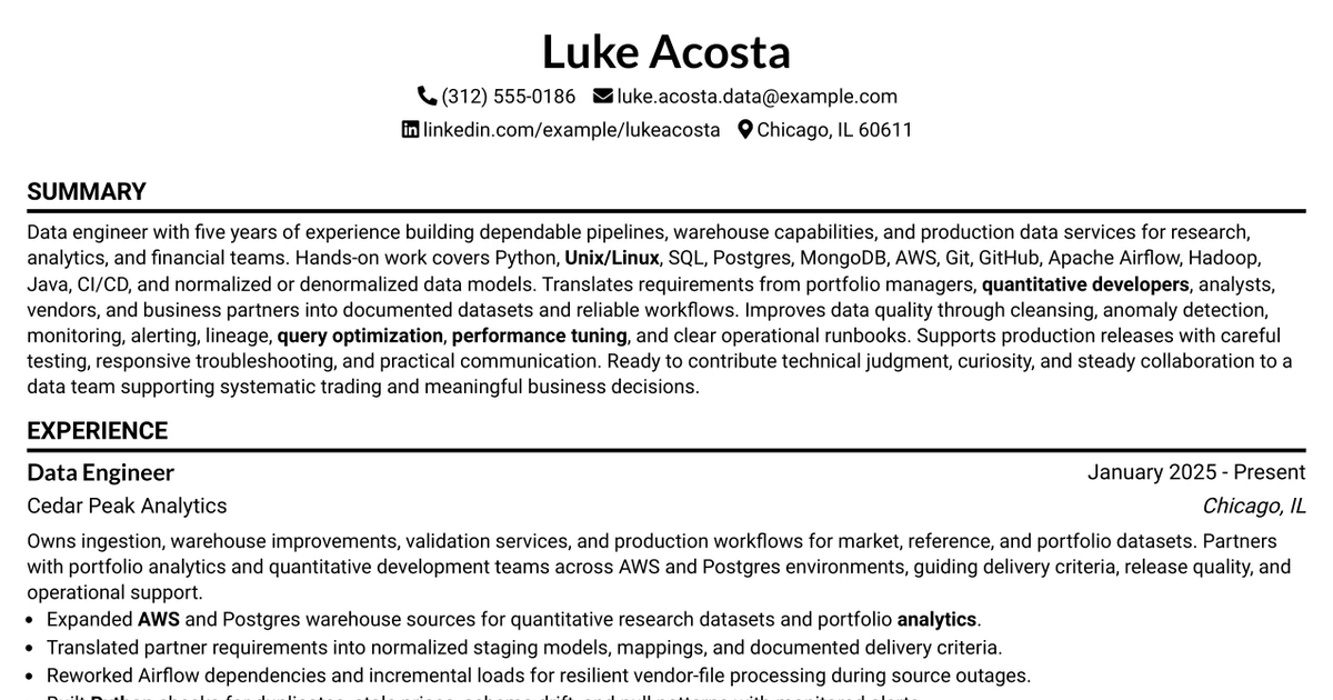 33 Junior Data Engineer Resume Templates with Example 2026 (ATS-Optimized)