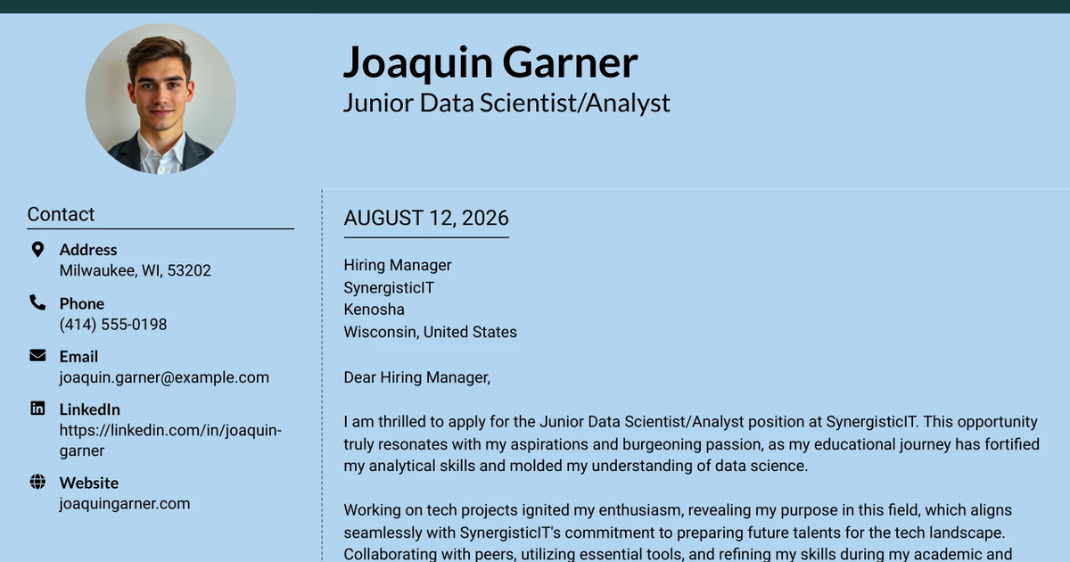 30+ Junior Data Scientist/Analyst Cover Letter Templates with Example 2026