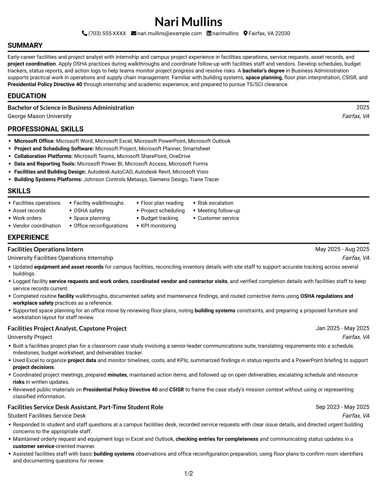 Resume example — page 1