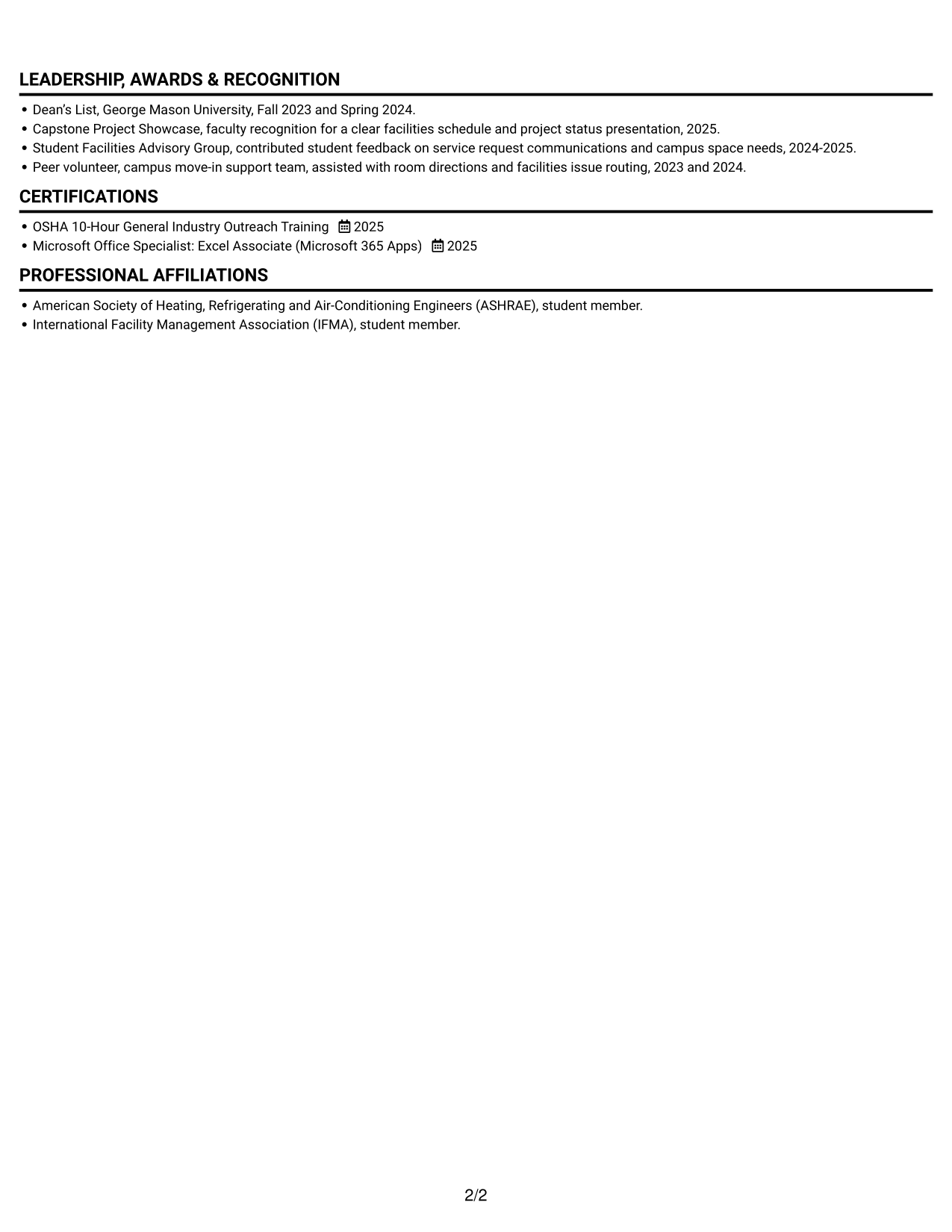 Resume example — page 2