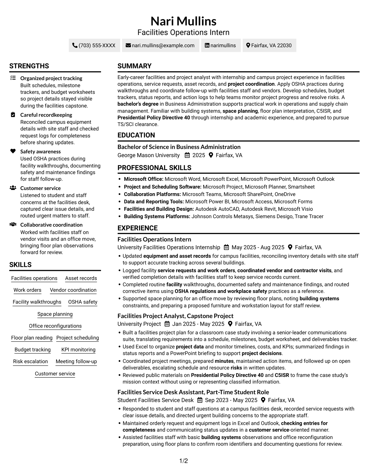 Resume example — page 1