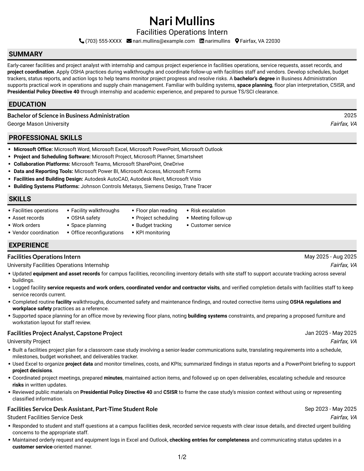 Resume example — page 1