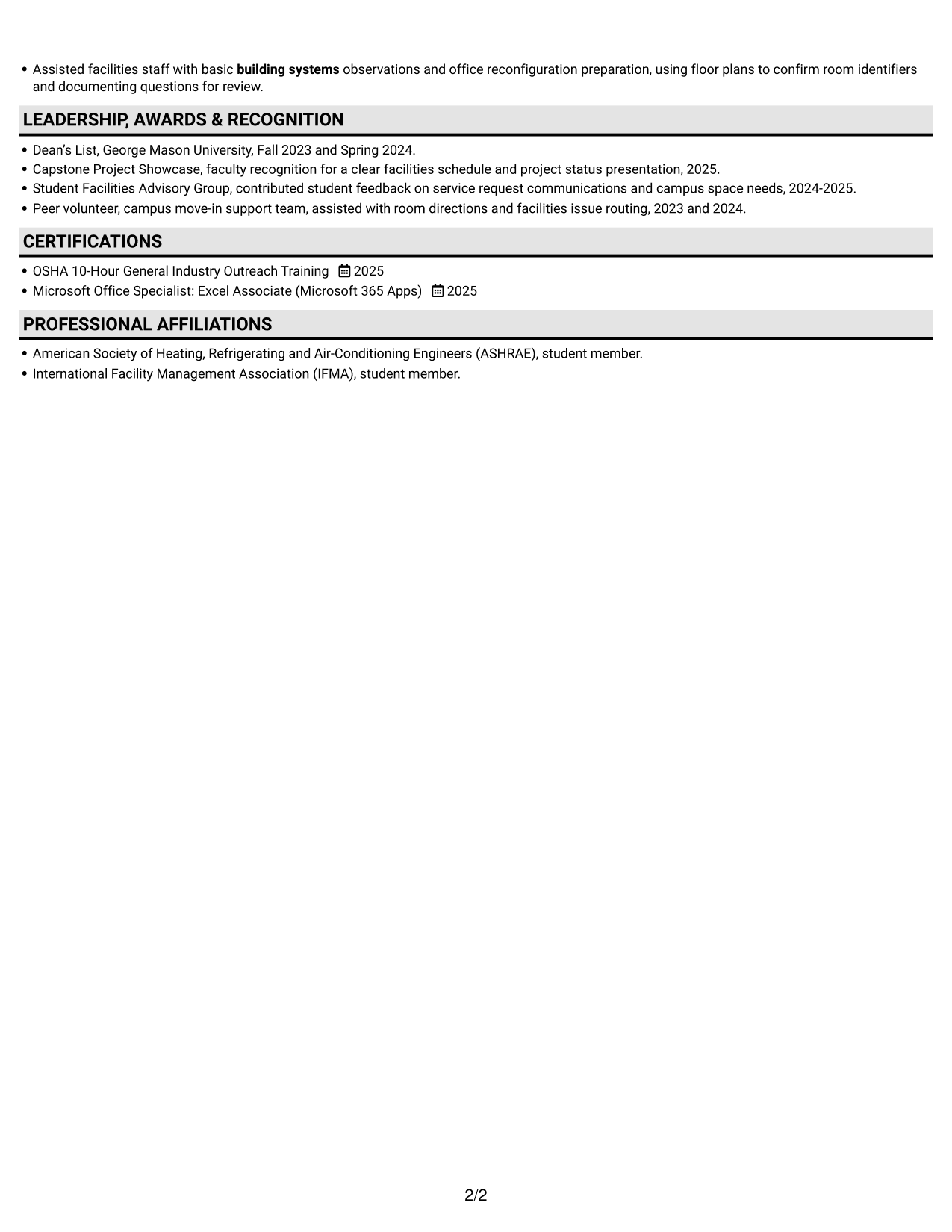 Resume example — page 2